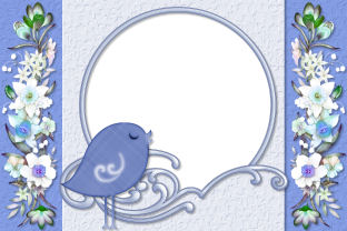Spring Blue Bird Digital Photo Greeting Card Free Download in .png format.