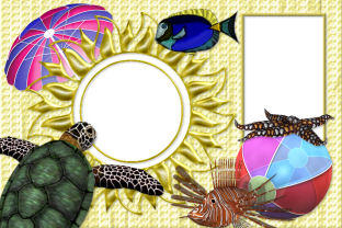 Summer Turtle Beach Free PrincessCrafts Photo Greeting Card Printable Download.
