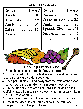 Kids Cookbook Index